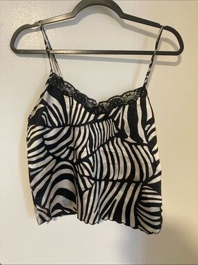 Black & White Zebra Print Lace Trim pijama